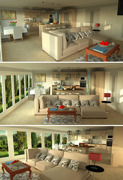 3D view of a kitchen design for Cardiff customer